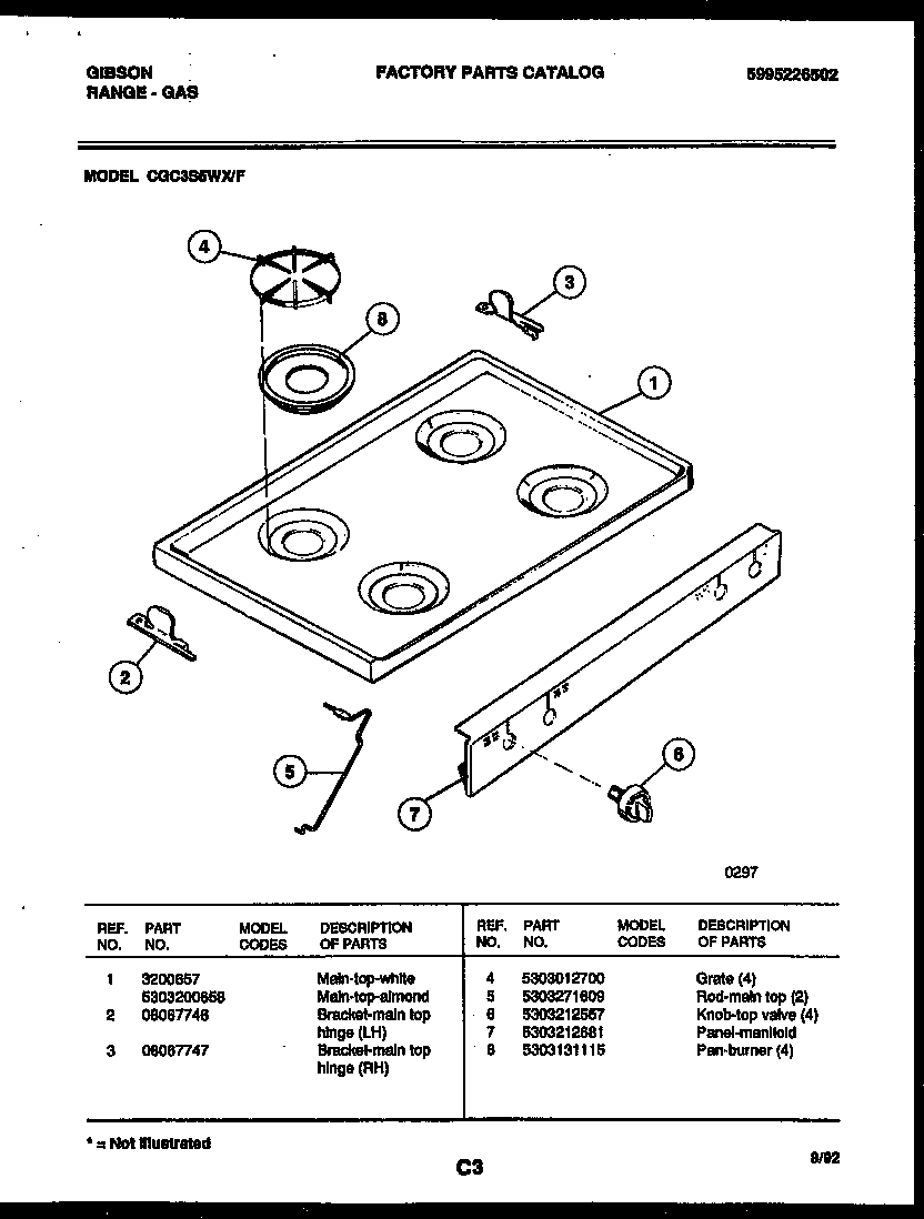 Gibson CGC3S5WXF cooktop parts diagram