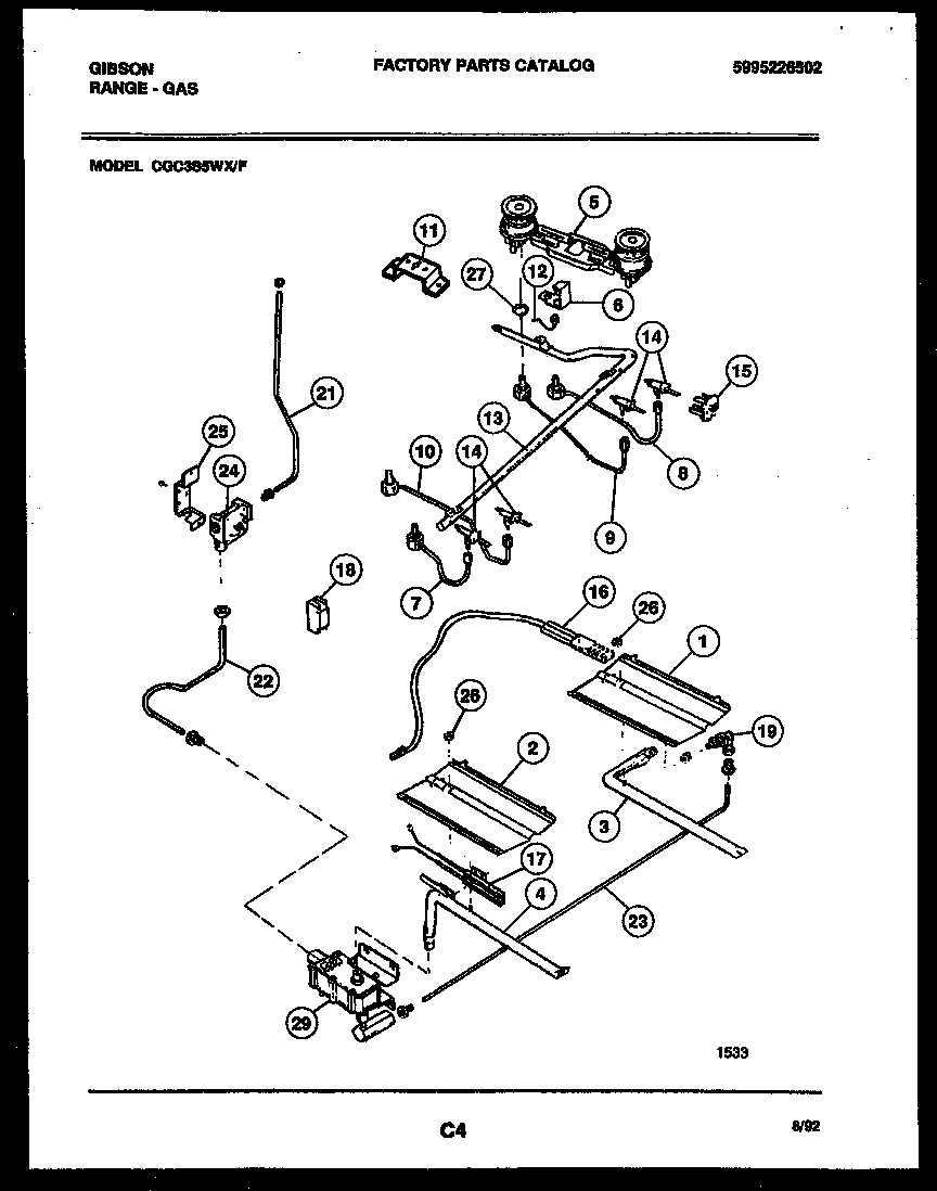 Gibson CGC3S5WXF burner parts diagram