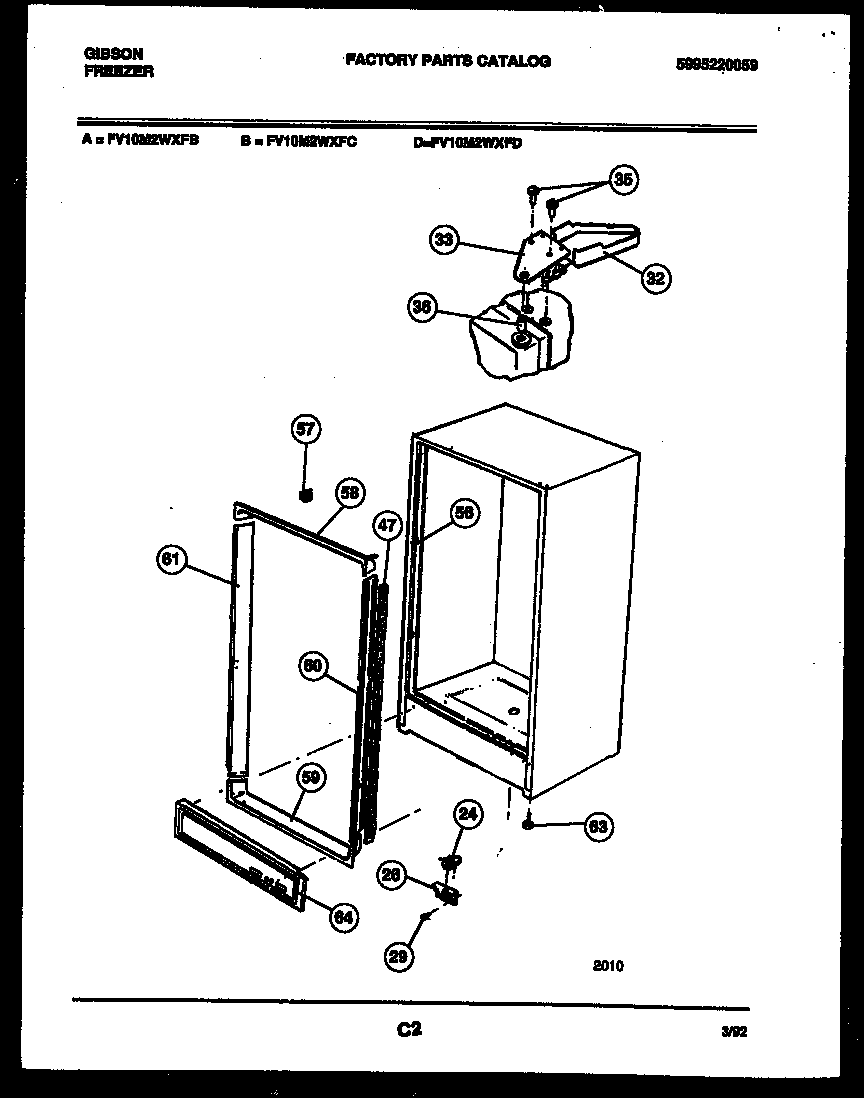 Gibson FV10M2WXFB cabinet parts diagram