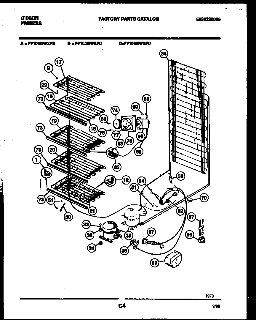 Gibson FV10M2WXFB system and automatic defrost parts diagram