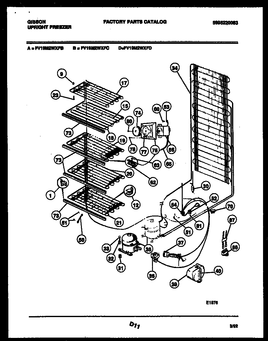 Gibson FV19M2WXFB system and electrical parts diagram