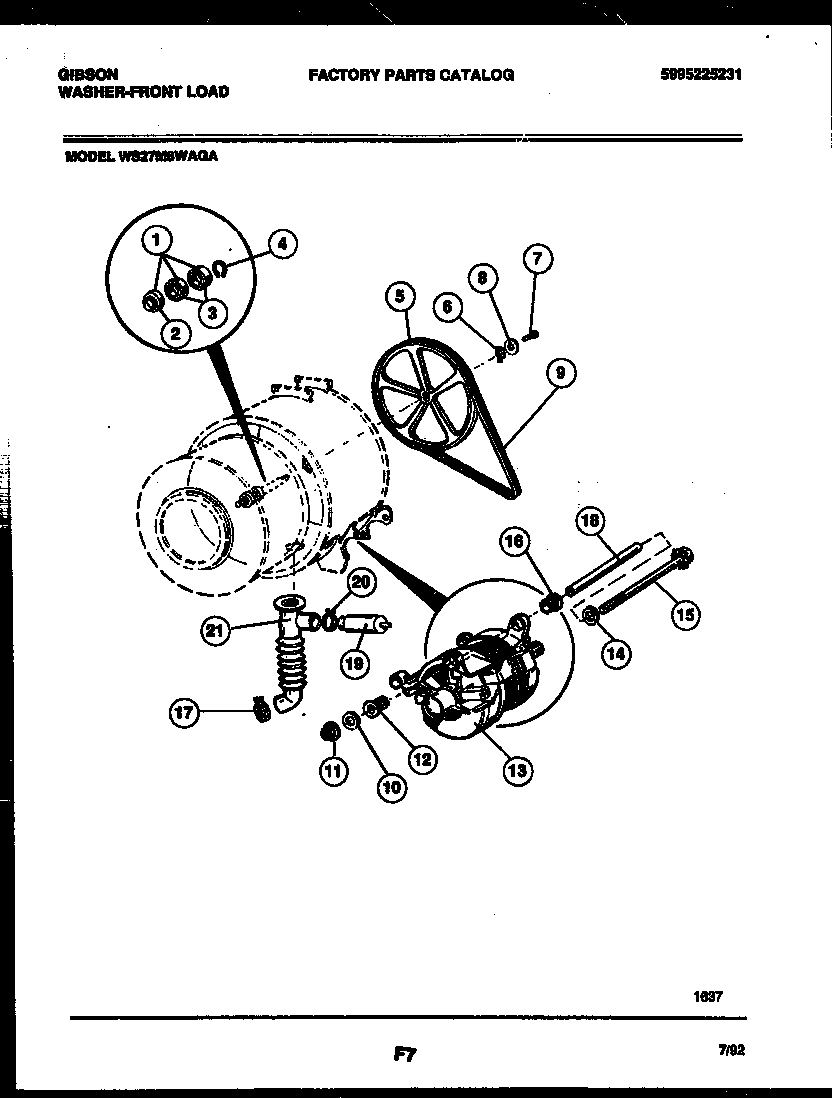 Gibson WS27M8WAGA drive components diagram