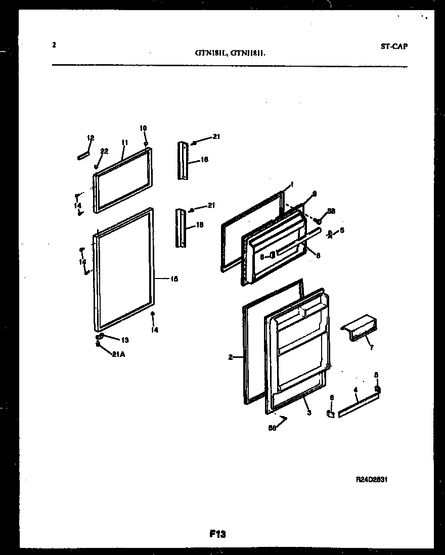 White-Westinghouse GTN181BL0 door parts diagram