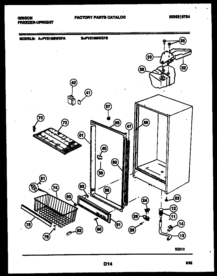 Gibson FV21M8WXFA cabinet parts diagram