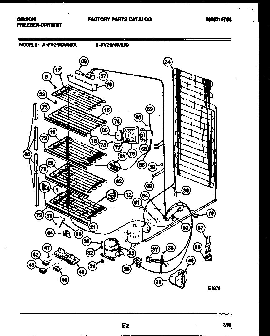 Gibson FV21M8WXFA system and electrical parts diagram