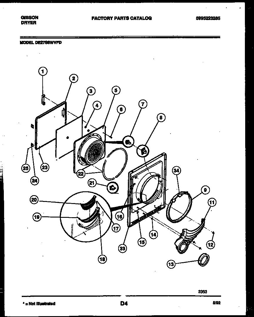 Gibson DE27S6WVFD door parts diagram
