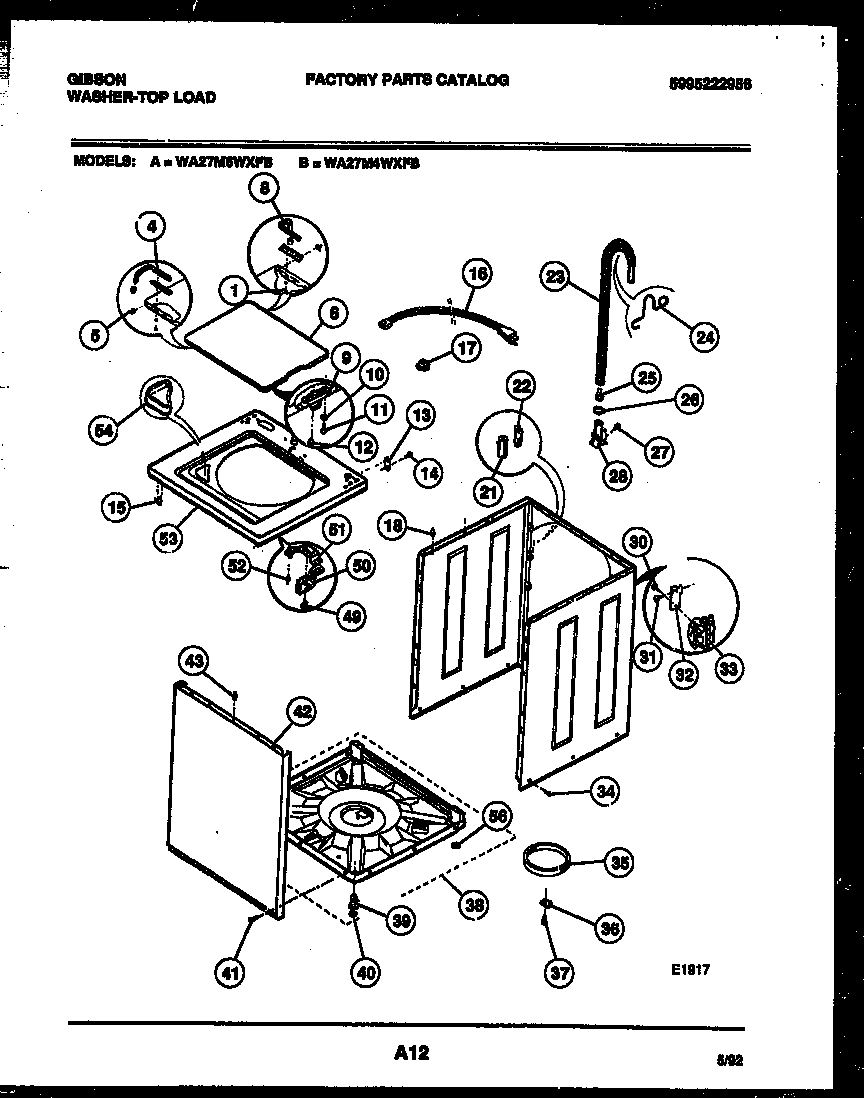 Gibson WA27M6WXFB cabinet parts diagram
