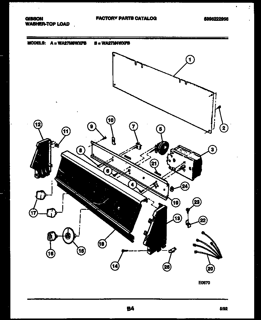 Gibson WA27M6WXFB console and control parts diagram