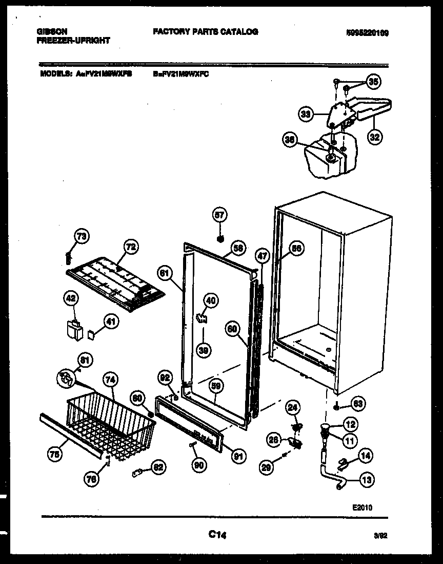 Gibson FV21M9WXFB cabinet parts diagram