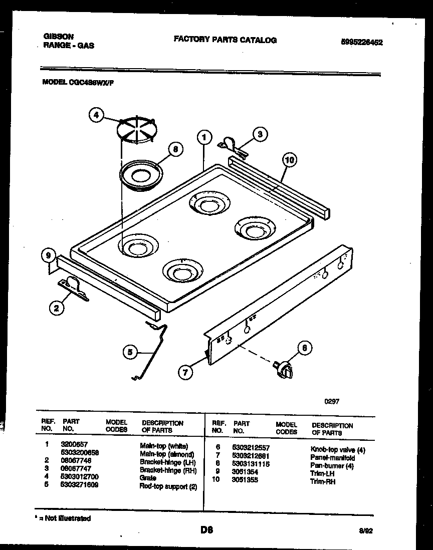 Gibson CGC4S8WXF cooktop parts diagram