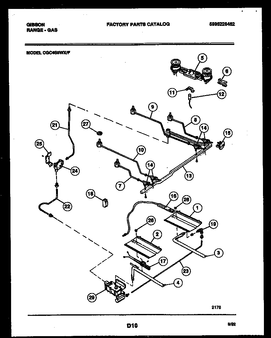 Gibson CGC4S8WXF burner parts diagram