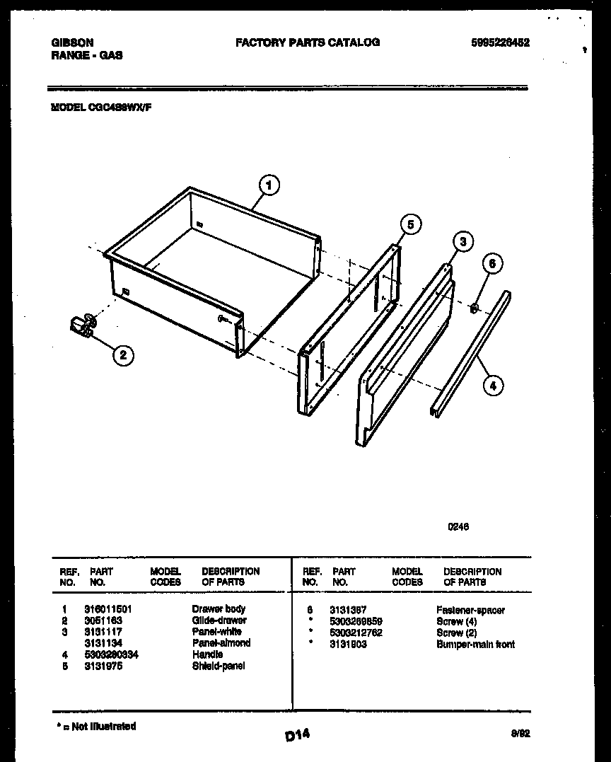 Gibson CGC4S8WXF drawer parts diagram
