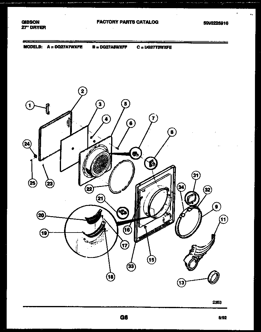 Gibson DG27T3WXFE door parts diagram