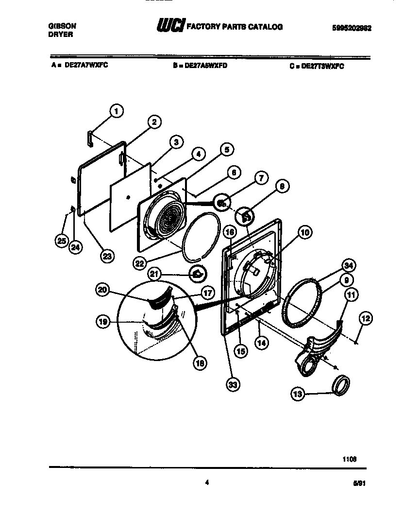 Gibson DE27A5WXFE door parts diagram
