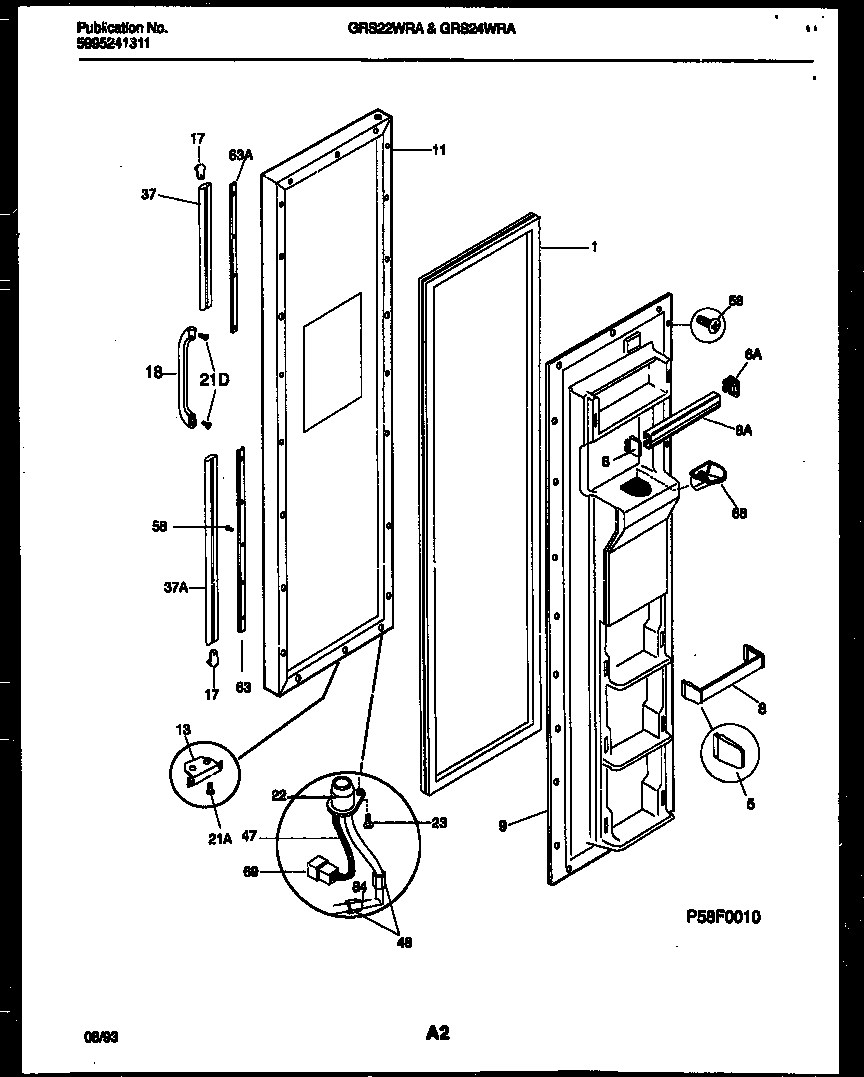 Gibson GRS24WRAD0 freezer door parts diagram