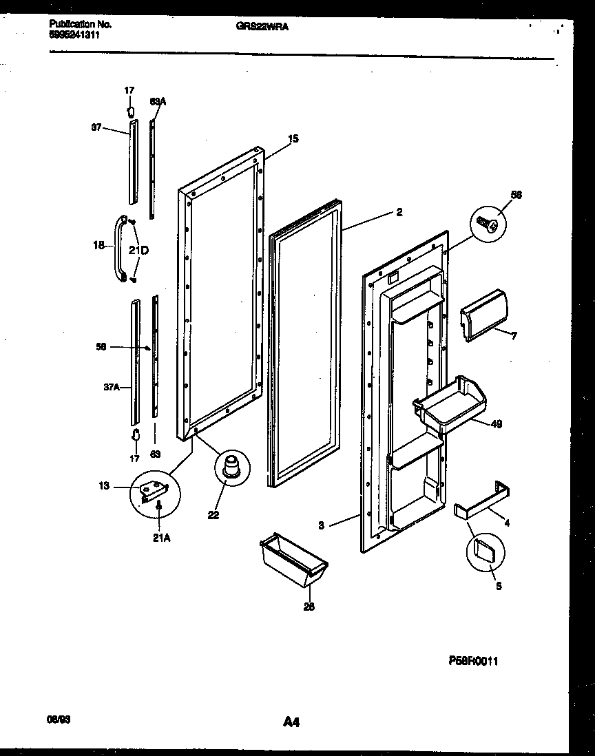 Gibson GRS24WRAD0 refrigerator door parts diagram