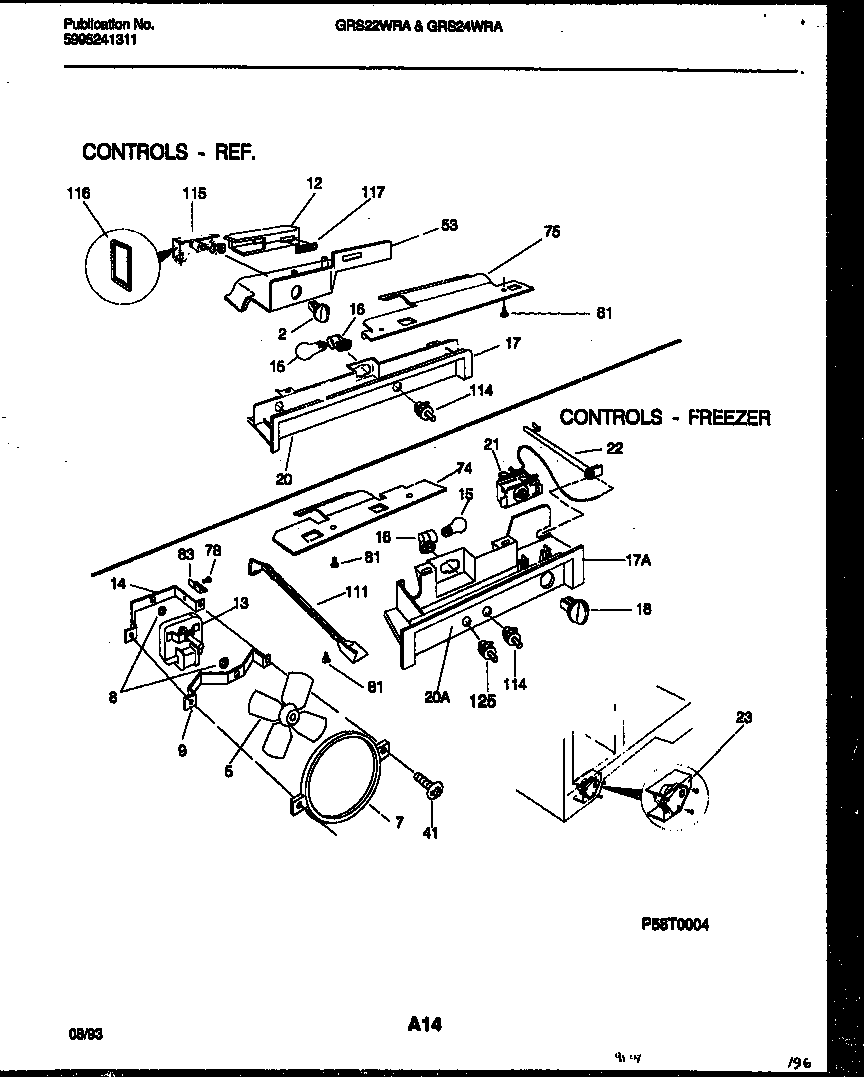 Gibson GRS24WRAD0 controls-refrigerator and controls-freezer diagram