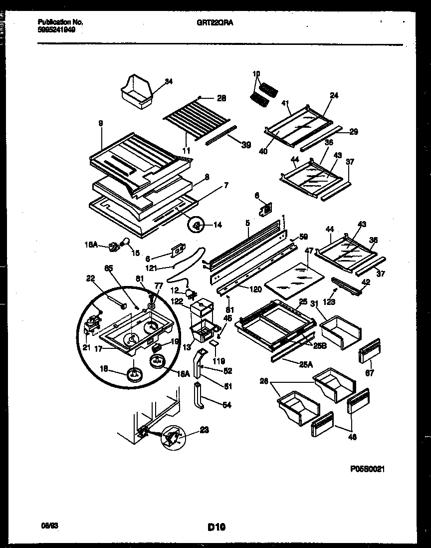Gibson GRT22QRAD0 shelves and supports diagram