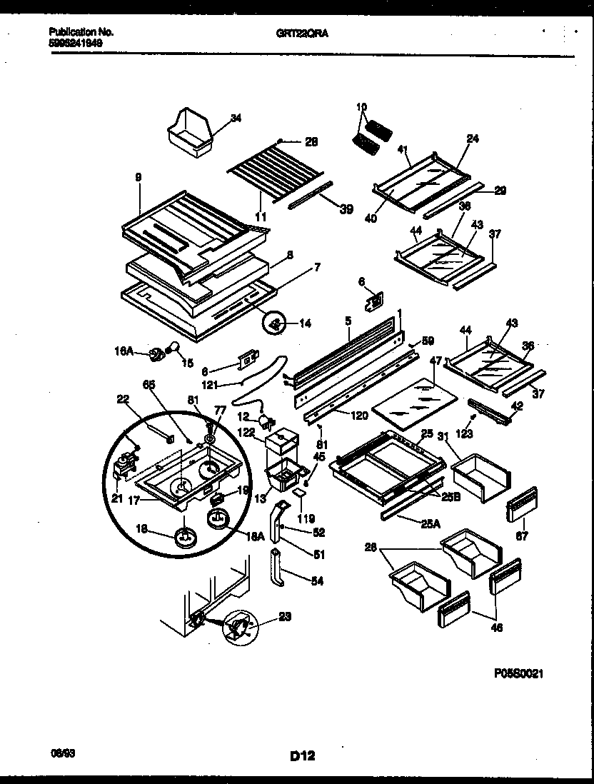 Gibson GRT22QRAD0 shelves and supports diagram