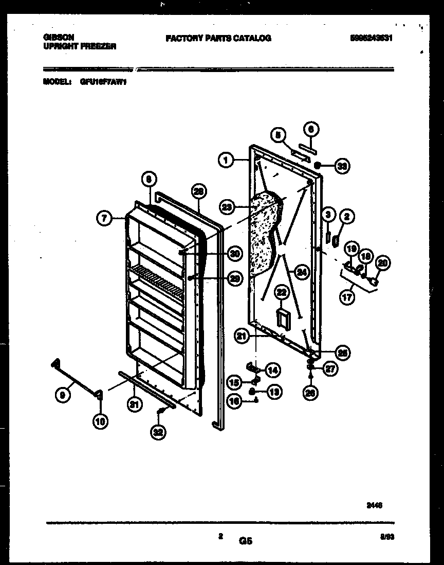 Gibson GFU16F7AW1 door parts diagram