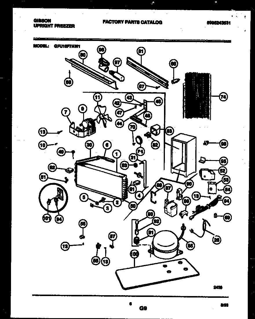 Gibson GFU16F7AW1 system and automatic defrost parts diagram