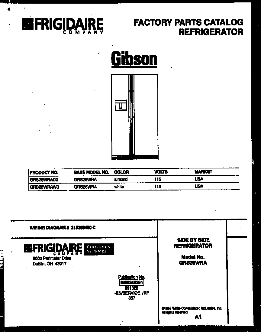 Gibson GRS26WRAW0 front cover diagram