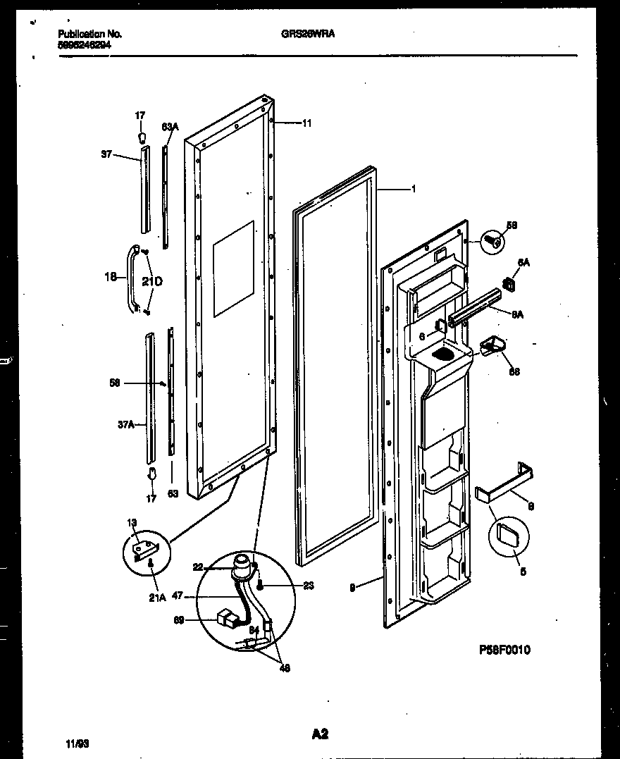 Gibson GRS26WRAW0 freezer door parts diagram
