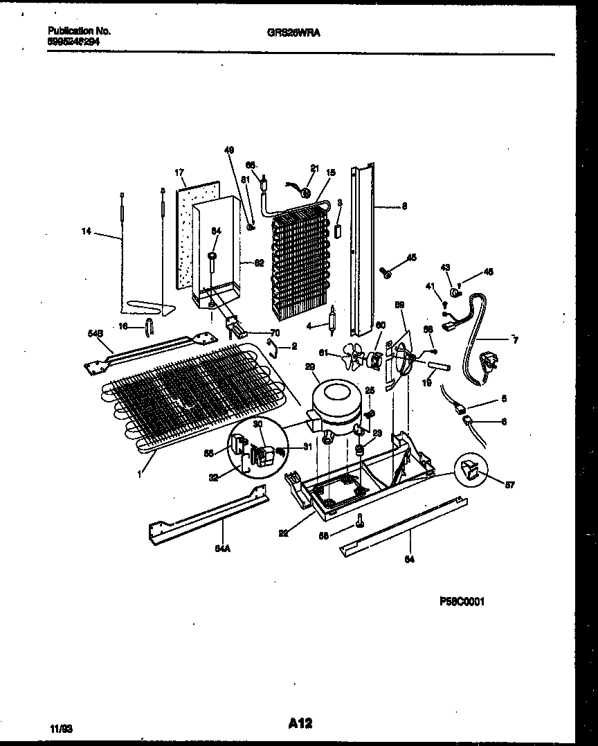 Gibson GRS26WRAW0 system and automatic defrost parts diagram