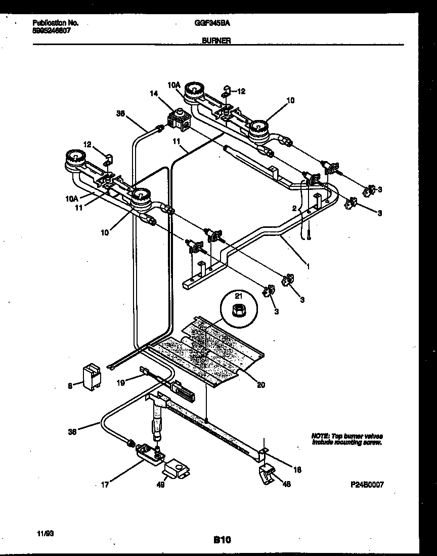 Gibson GGF345BADA burner parts diagram