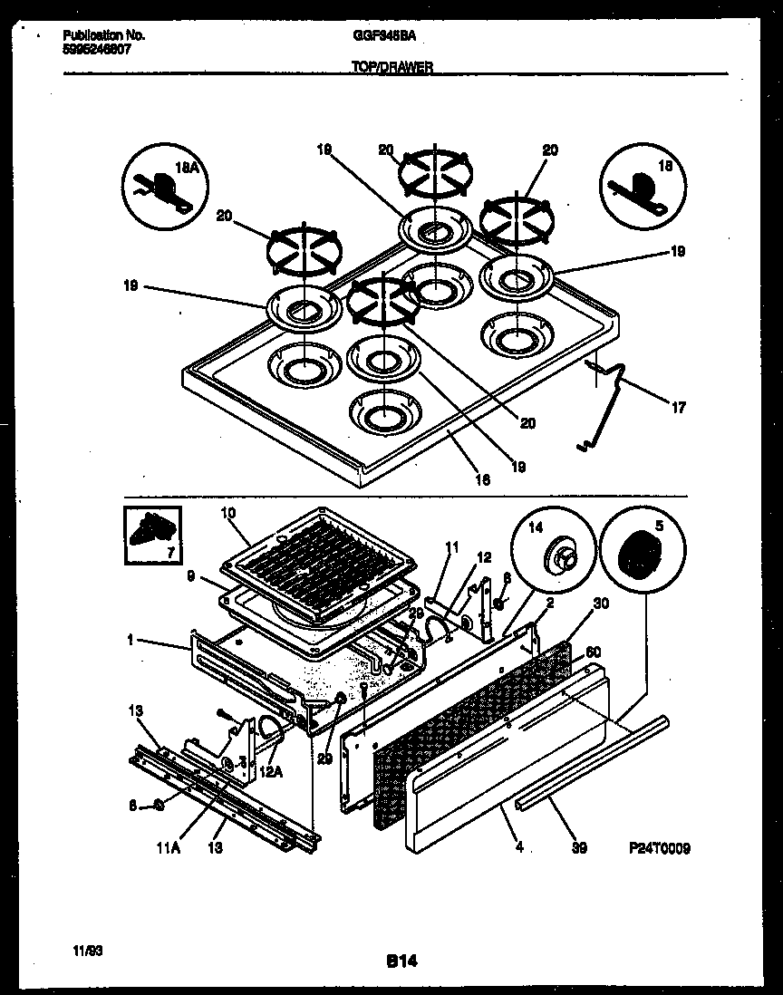 Gibson GGF345BADA top/drawer parts diagram