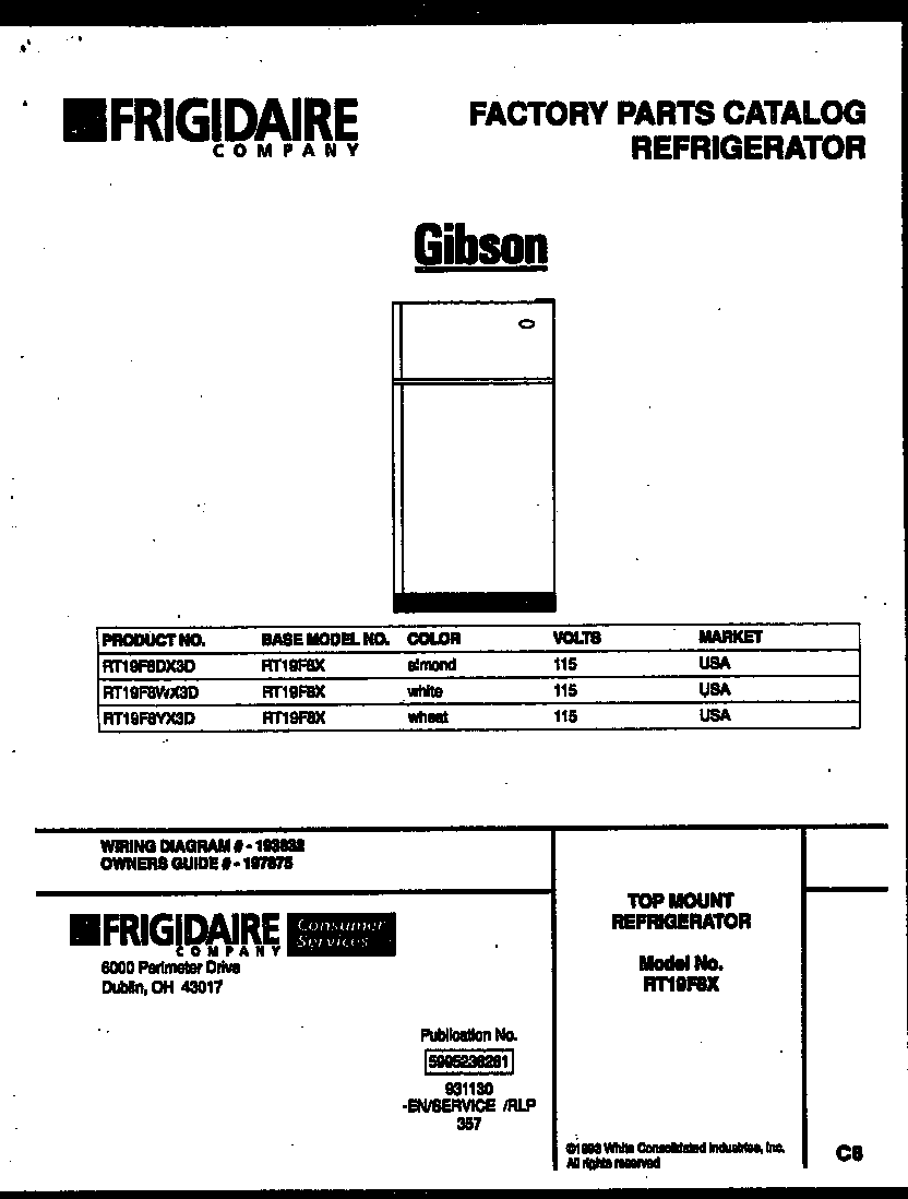 Gibson RT19F8YX3D cover page diagram