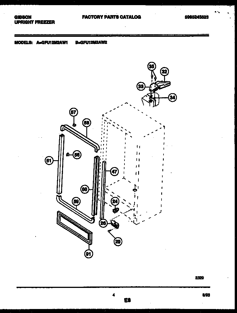 Gibson GFU12M2AW2 cabinet parts diagram