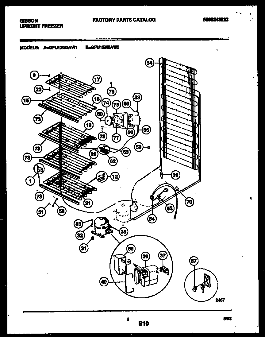 Gibson GFU12M2AW2 system and electrical parts diagram