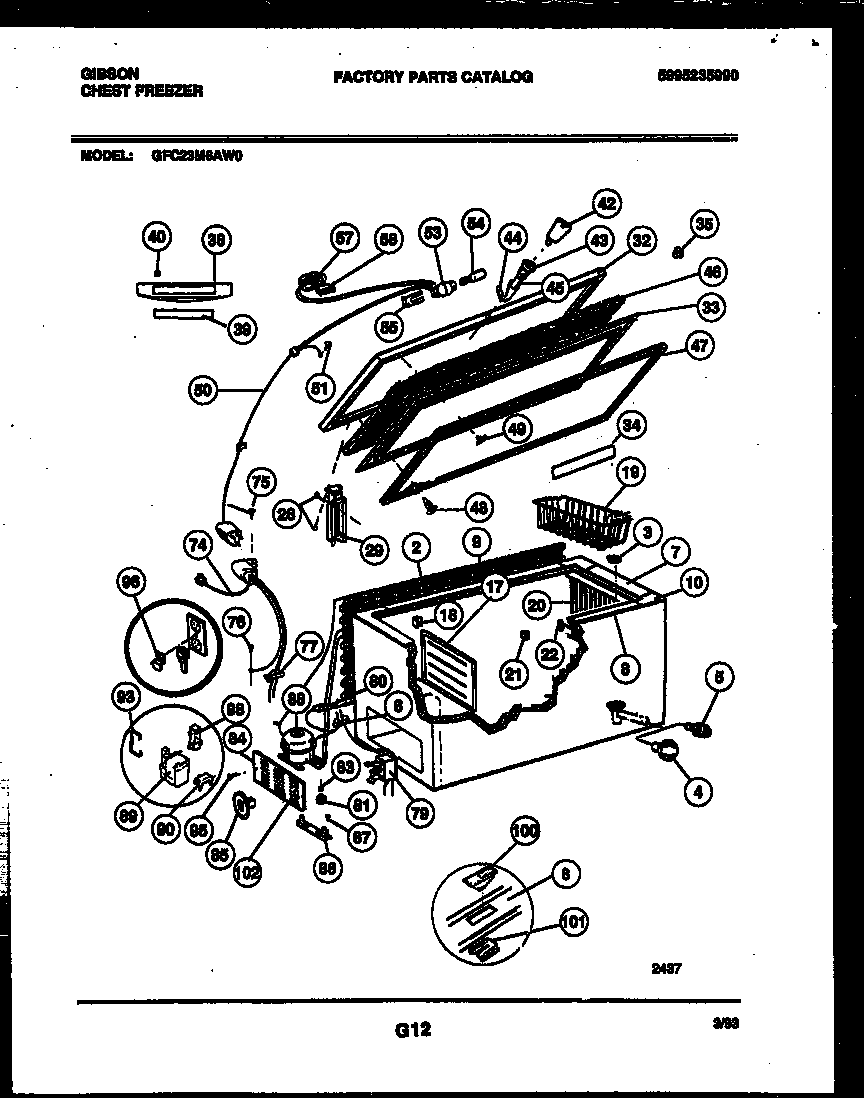 Gibson GFC23M6AW0 chest freezer parts diagram