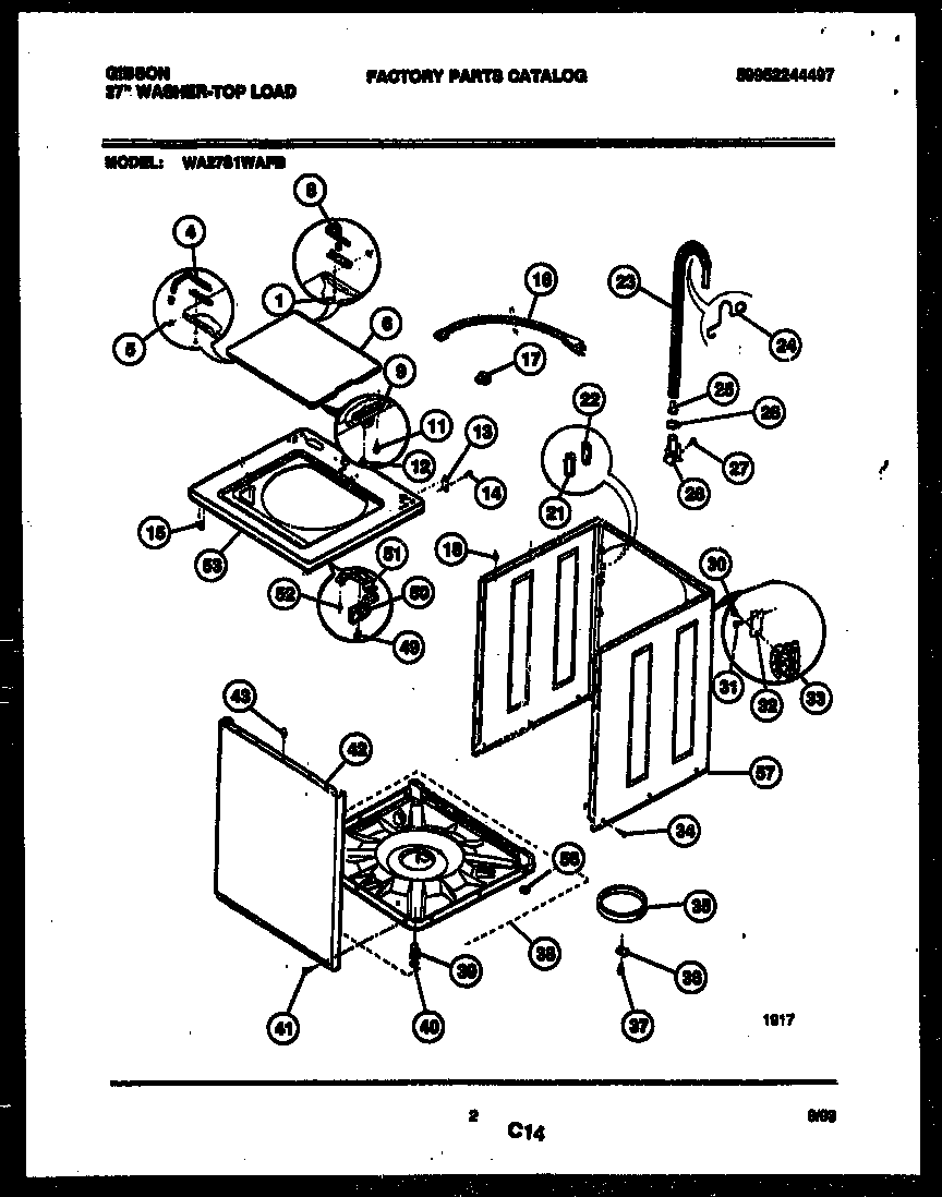Gibson WA27S1WAFB cabinet parts diagram