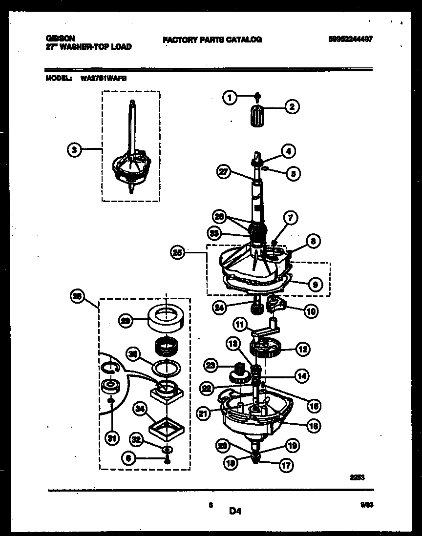 Gibson WA27S1WAFB transmission parts diagram