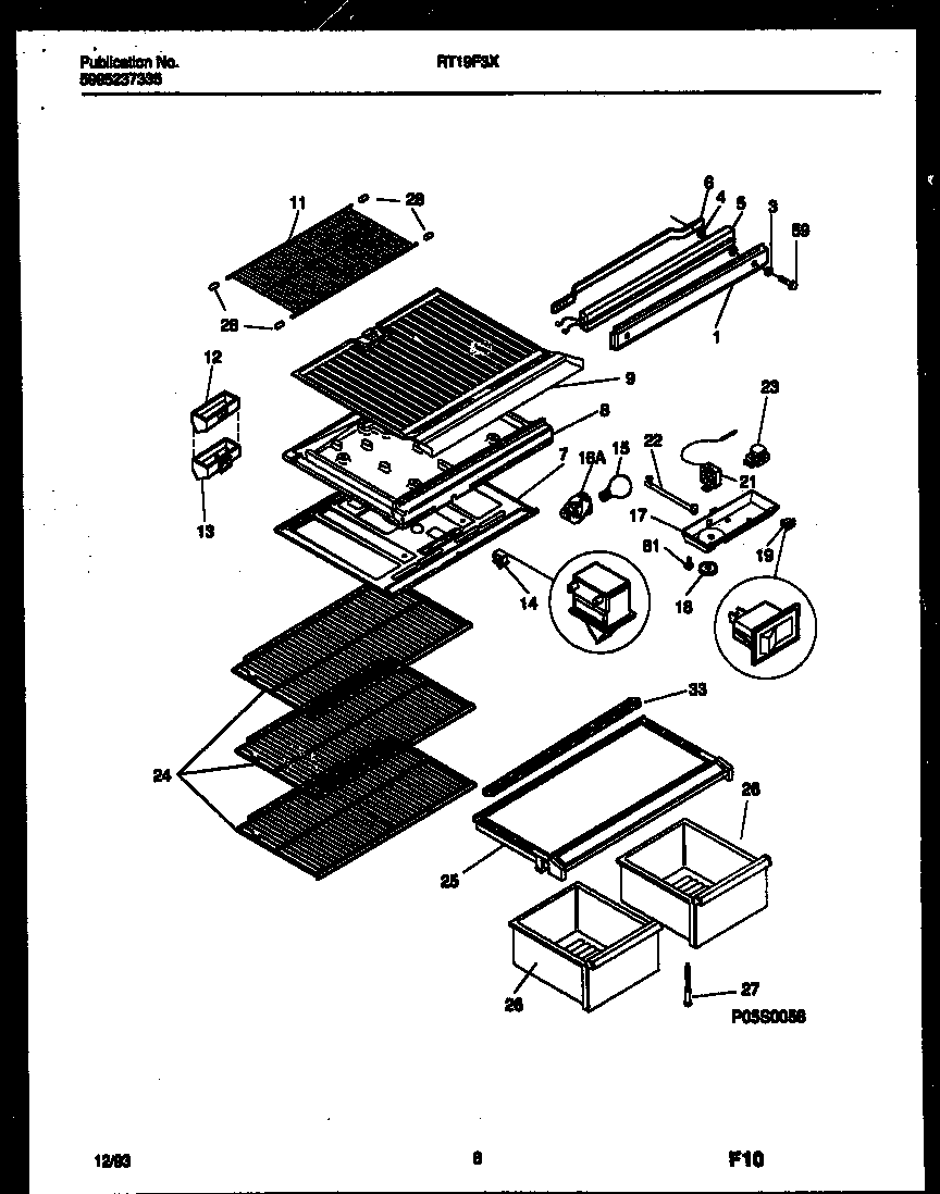 Gibson RT19F3DX3C shelves and supports diagram