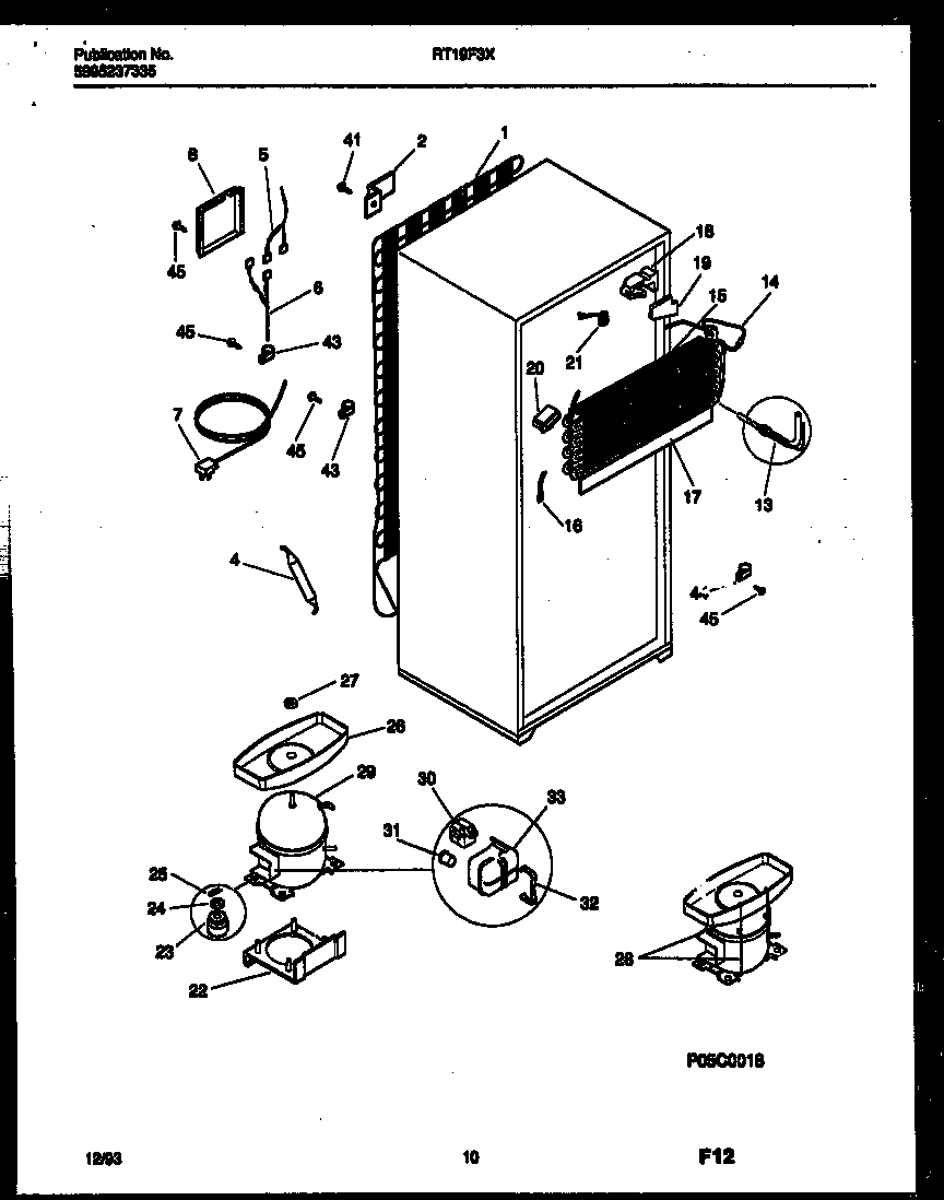 Gibson RT19F3DX3C system and automatic defrost parts diagram