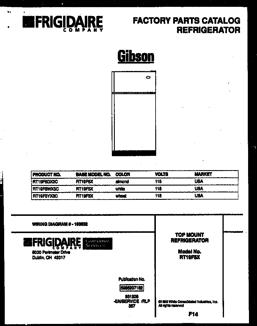Gibson RT19F5YX3C cover page diagram