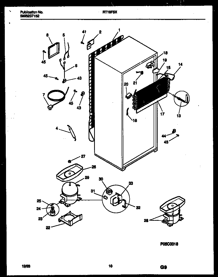 Gibson RT19F5YX3C system and automatic defrost parts diagram