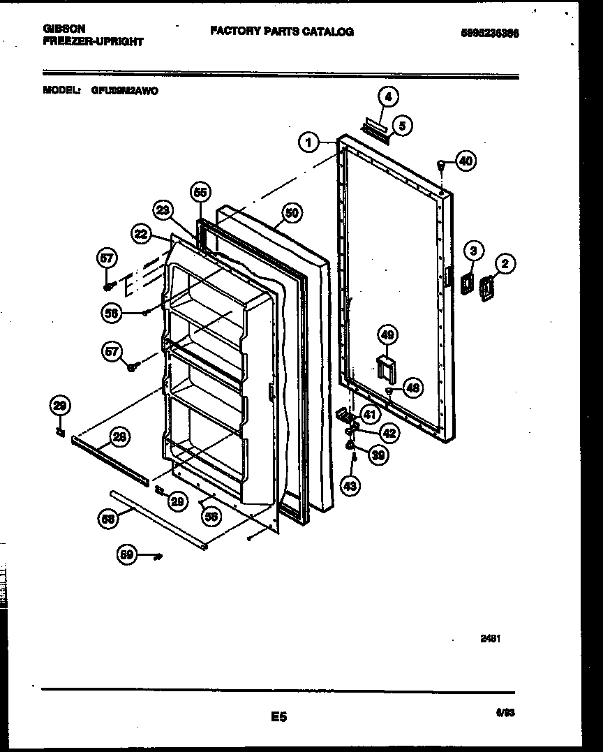 Gibson GFU09M2AW0 door parts diagram