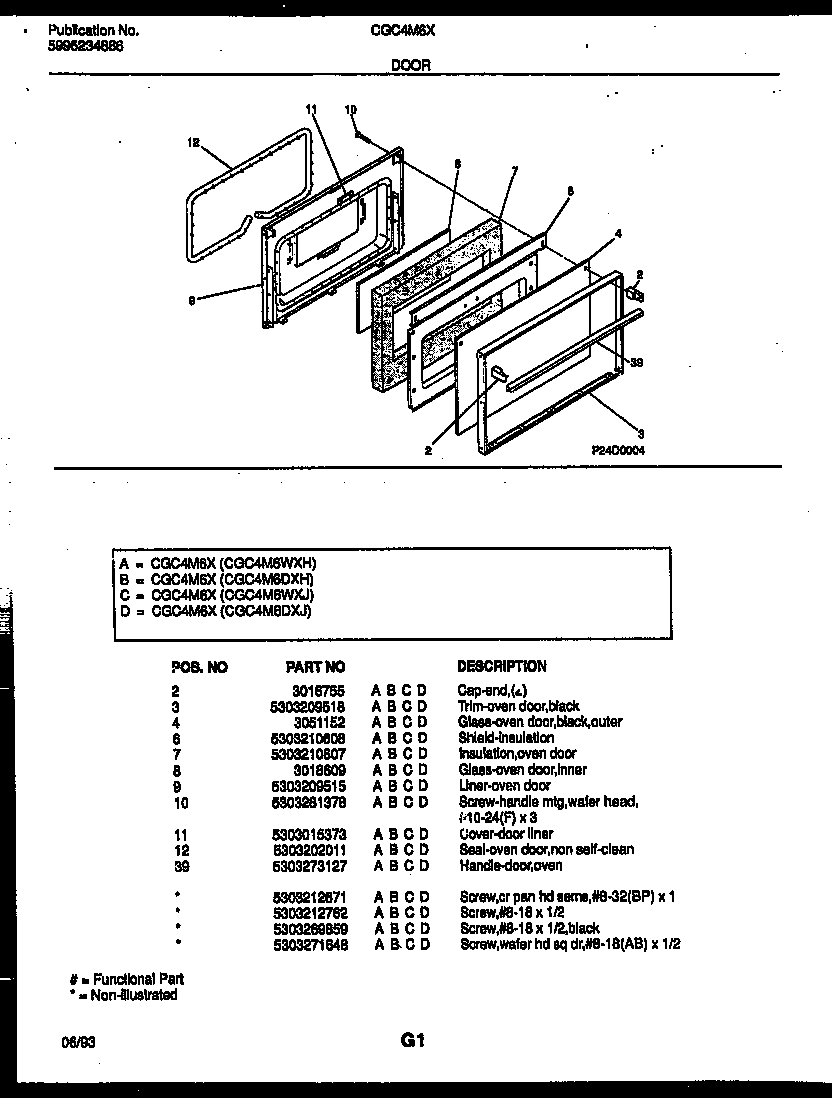 Gibson CGC4M6DXJ door parts diagram