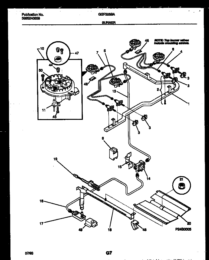 Gibson GGF325BADA burner parts diagram