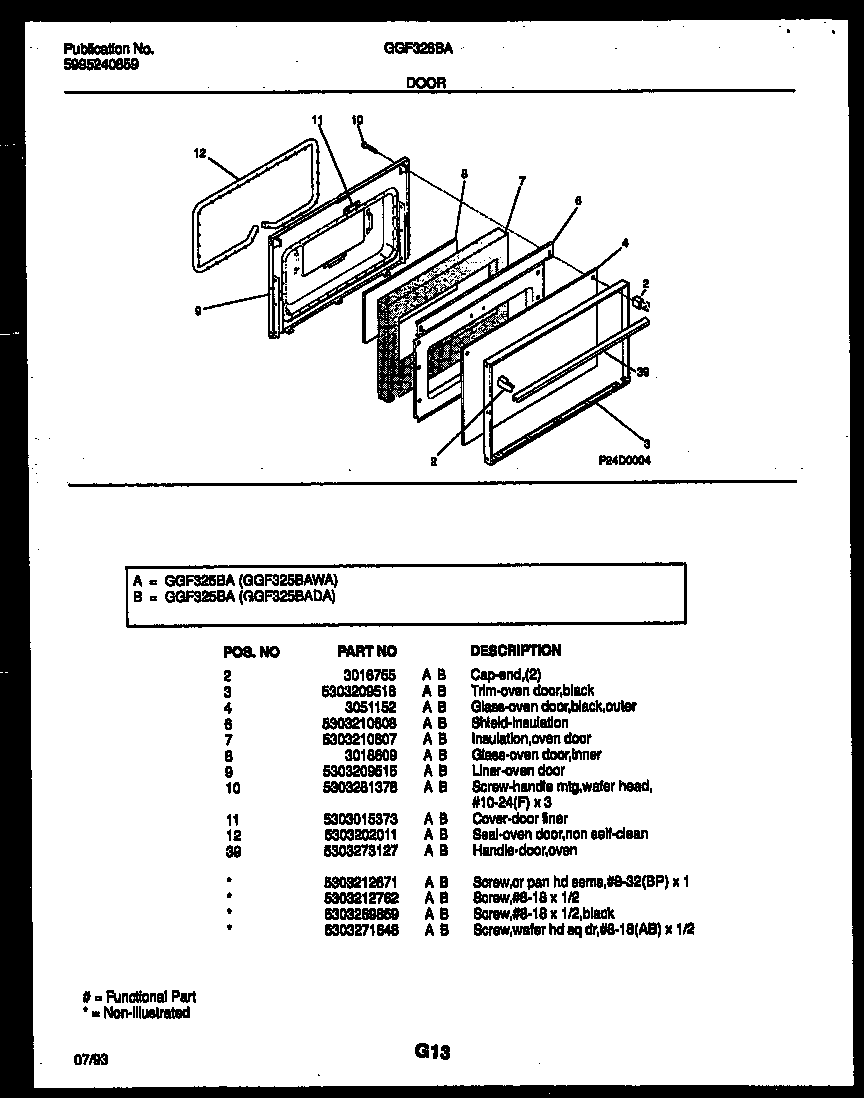 Gibson GGF325BADA door parts diagram