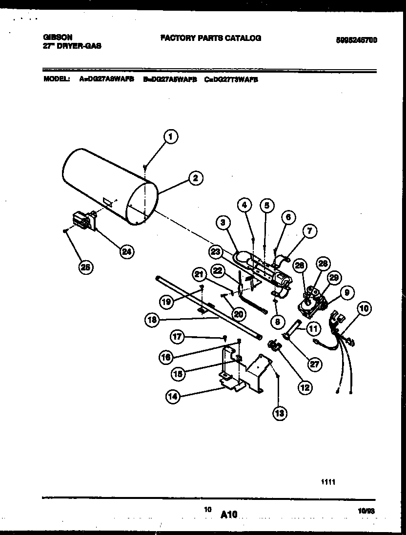 Gibson DG27A8WAFB burner, igniter and valve diagram