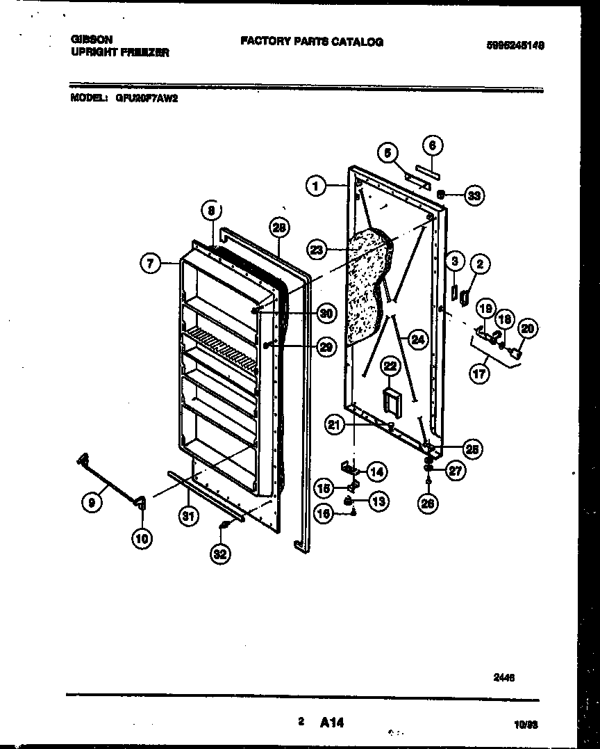Gibson GFU20F7AW2 door parts diagram
