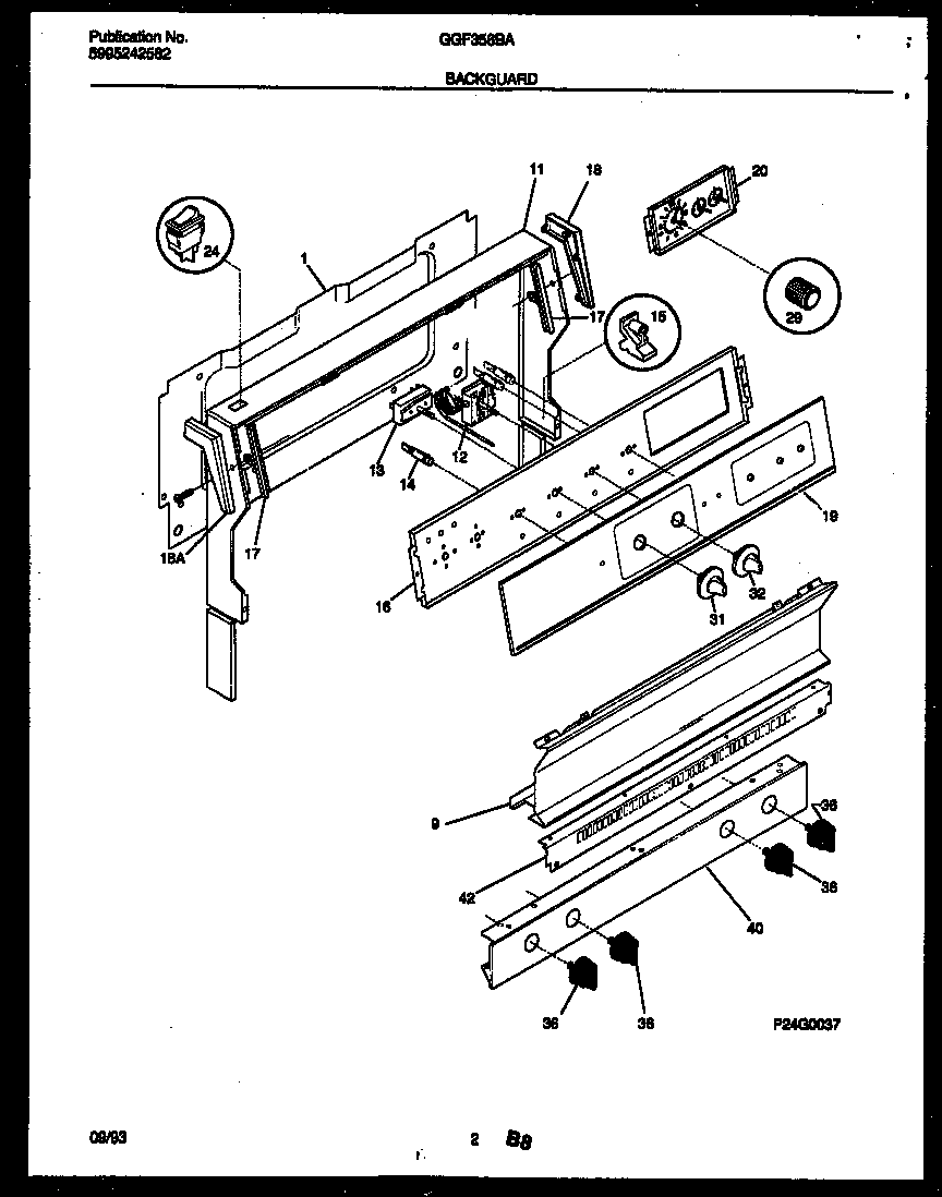 Gibson GGF356BADA backguard diagram