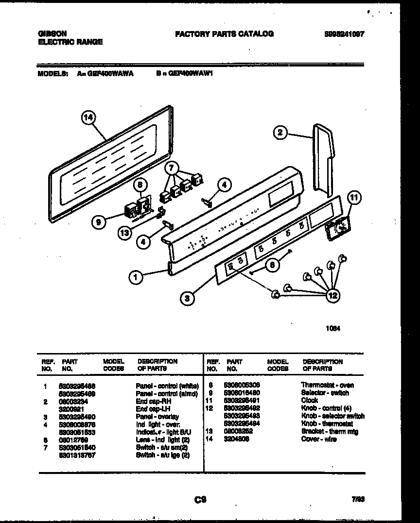 Gibson GEF400WAWA backguard diagram
