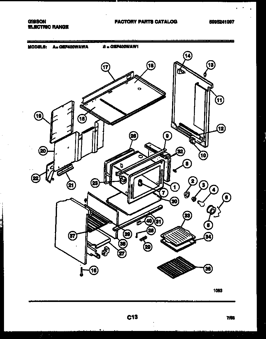 Gibson GEF400WAWA body parts diagram