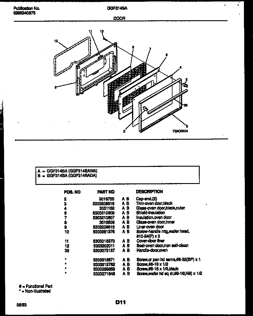 Gibson GGF314BADA door parts diagram